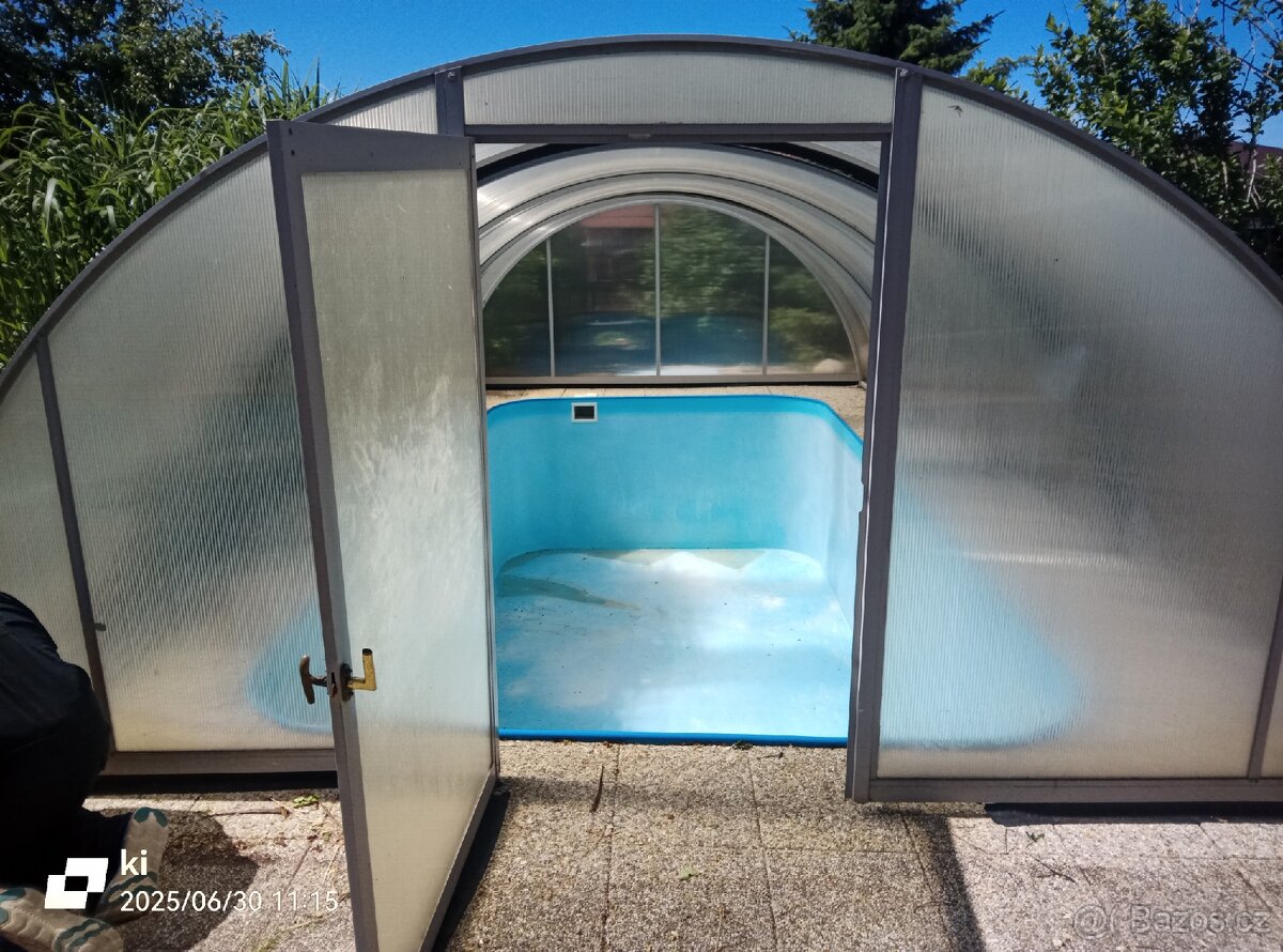 Zastřešení bazénu, jako skleník,8x4 výška 205 cm