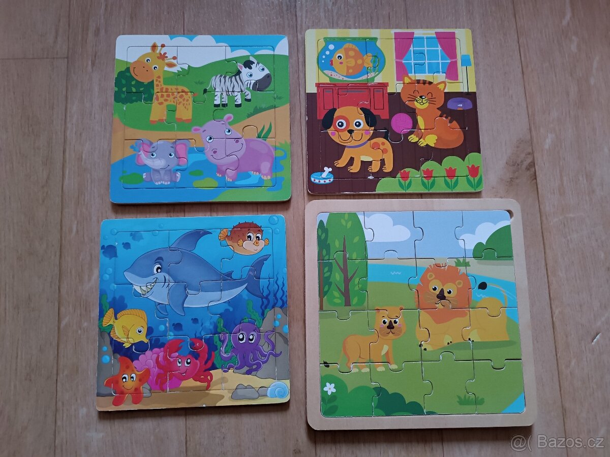 Dřevěné puzzle 4 kusy