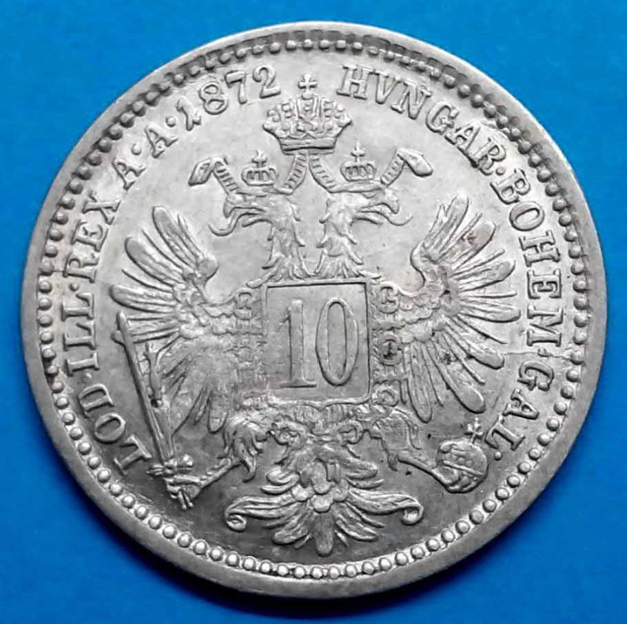 Stříbrná mince r. 1872 František Josef I.