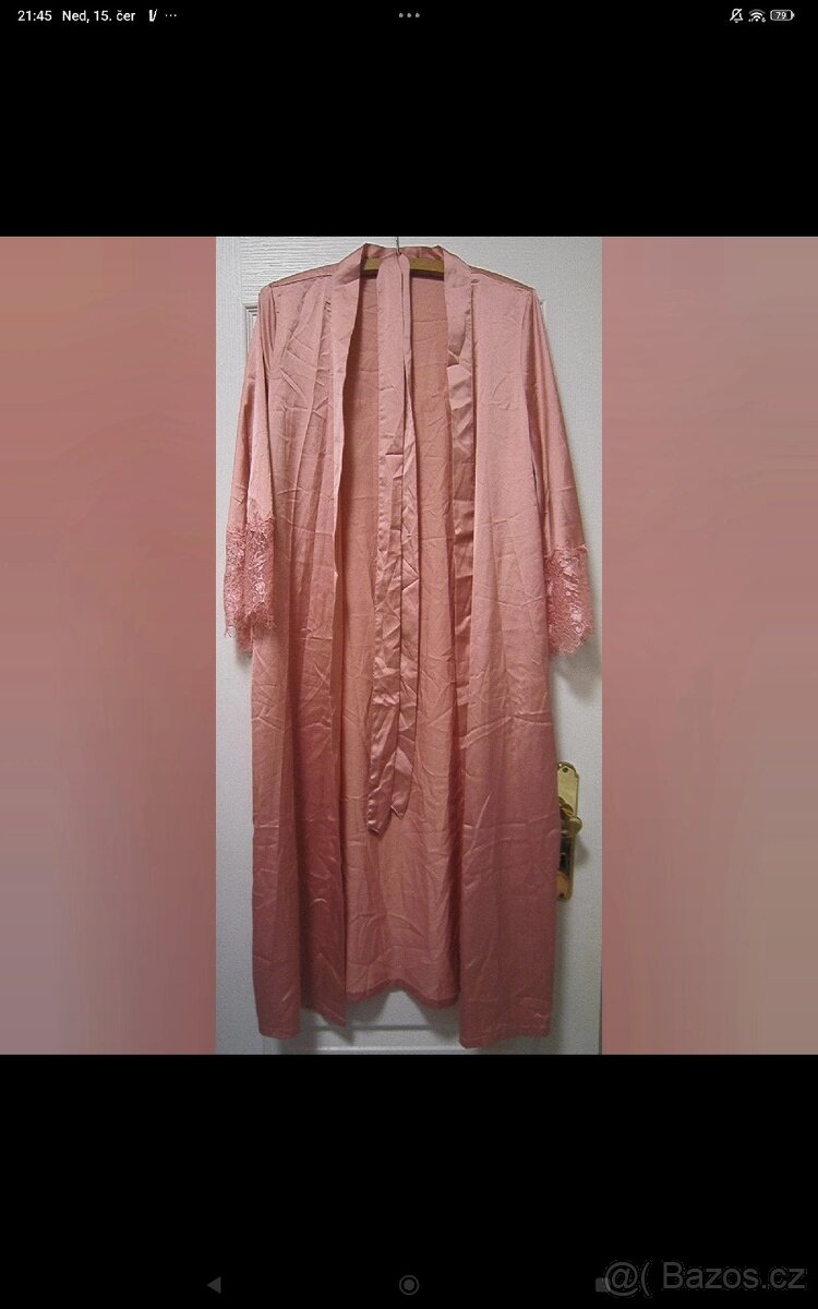 Dámsky/dívčí světle růžový župan, tenký, vel. S/36-M/38-L/40