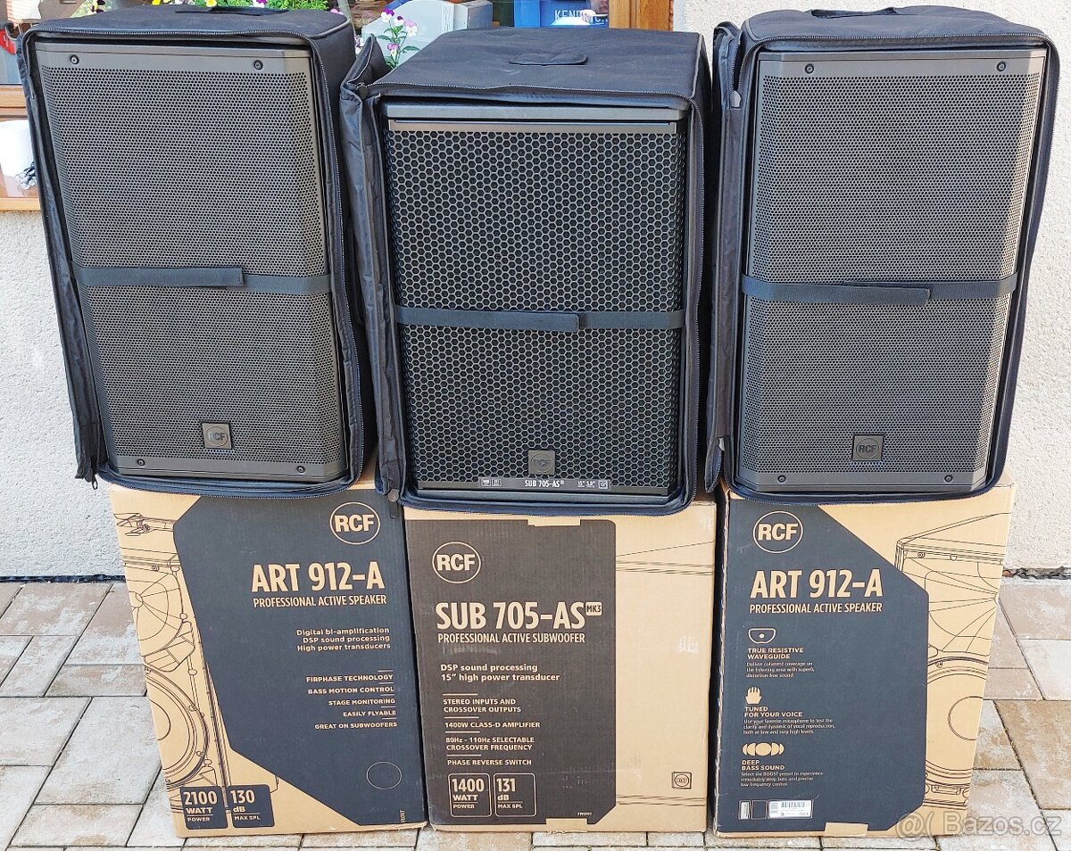 Aktivní reproboxy 2x RCF ART 912-A + RCF SUB 705-AS MK3