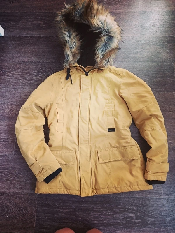 zimní hořčicová bunda, parka xs