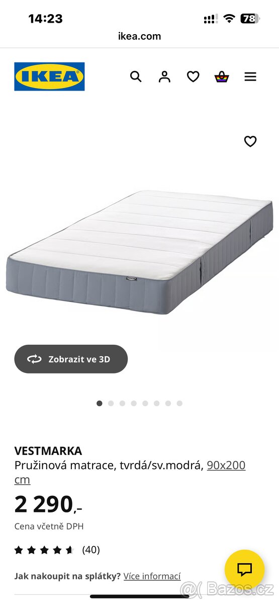 Matrace IKEA Vestmarka