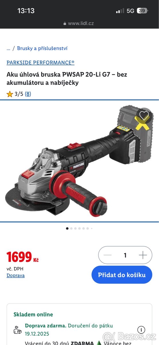 Aku úhlová bruska PWSAP 20-Li G7 / Flexa