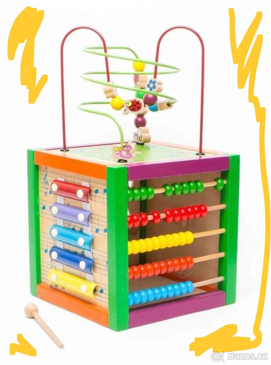 Nová dřevěná kostka s aktivitami, Woody