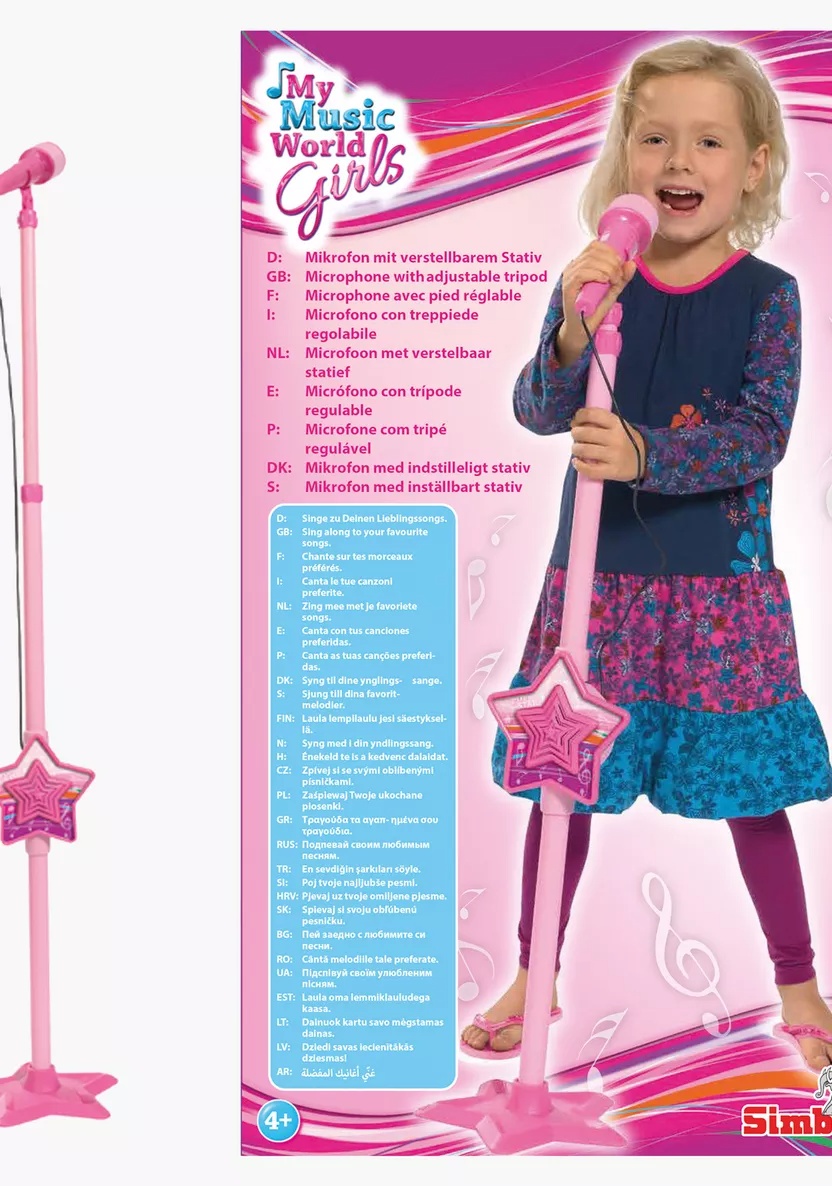 Simba My Music World Girls Microphone Stand – růžový mikrofo