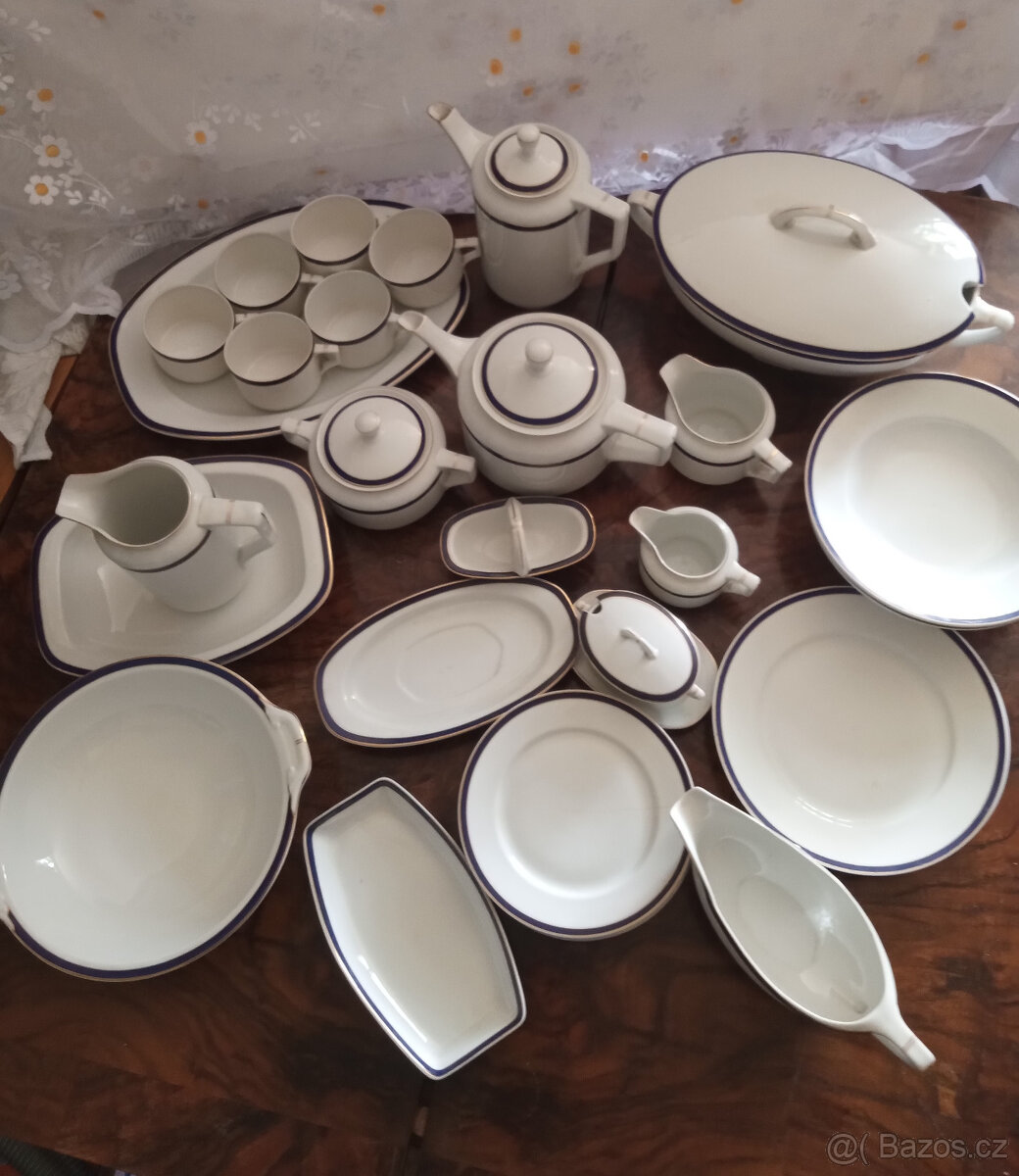 Thun porcelánový servis kobalt, zlacení
