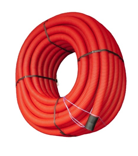 Dvouplášťová kabelová chránička Koruflex, červená, pr. 40 mm