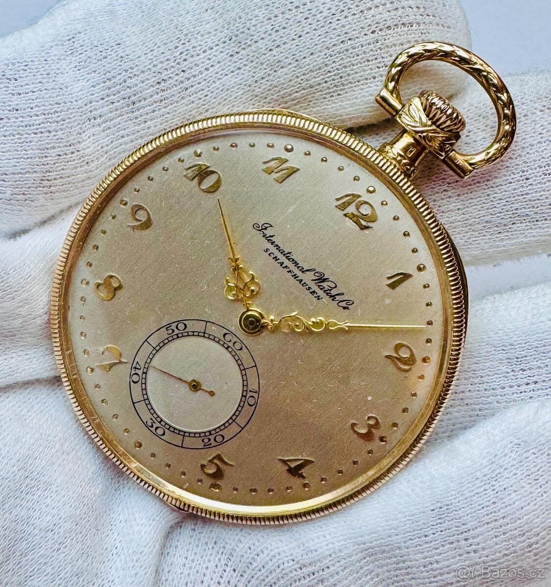 14K CELO ZLATÉ ART DECO PÁNSKÉ KAPESNÍ HODINKY IWC - FUNKČNÍ