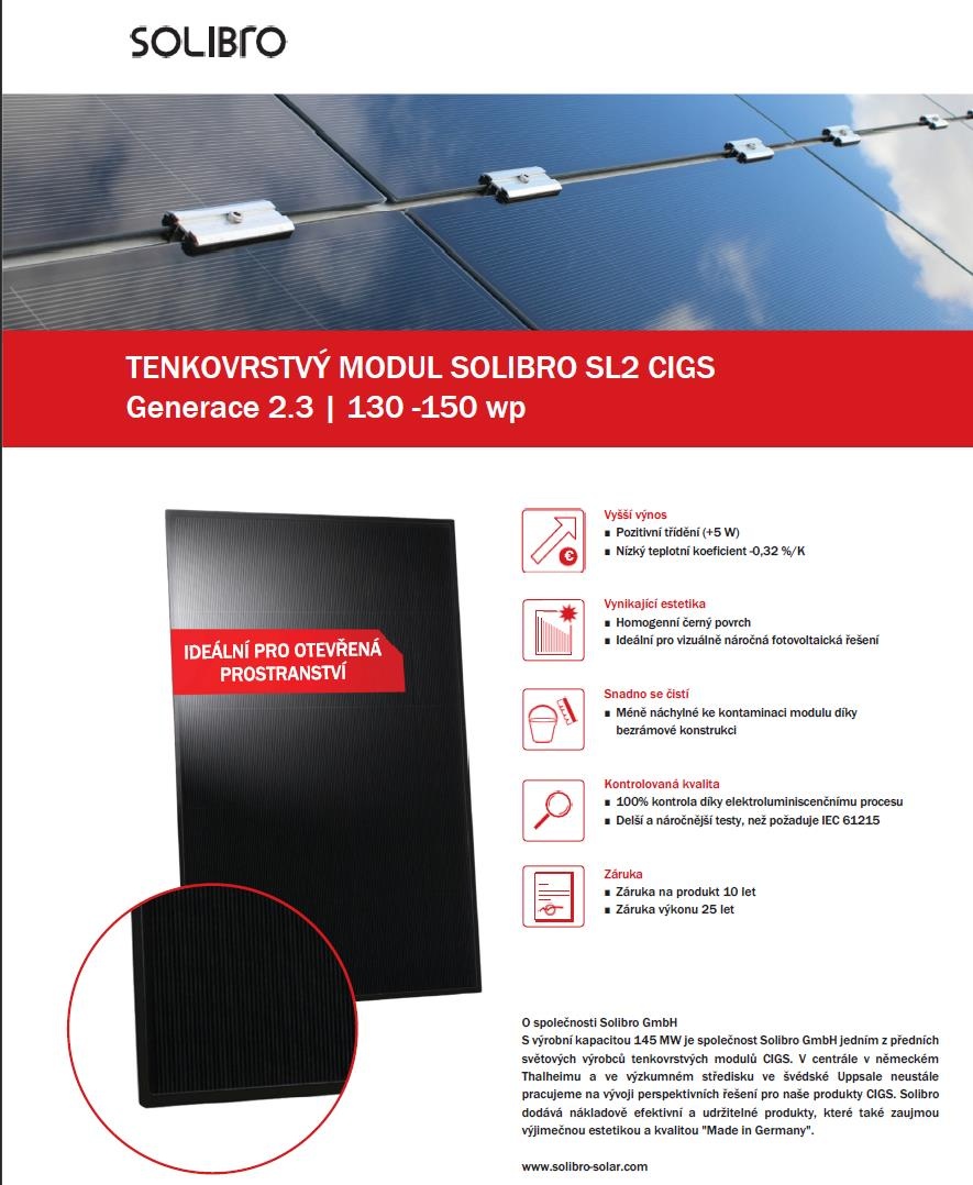 Prodám nové amorfní fotovoltaické panely Solibro SL2-145Wp