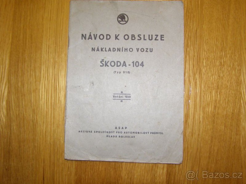 Prodám návod na obsluhu Škoda 104/II (typ 918)