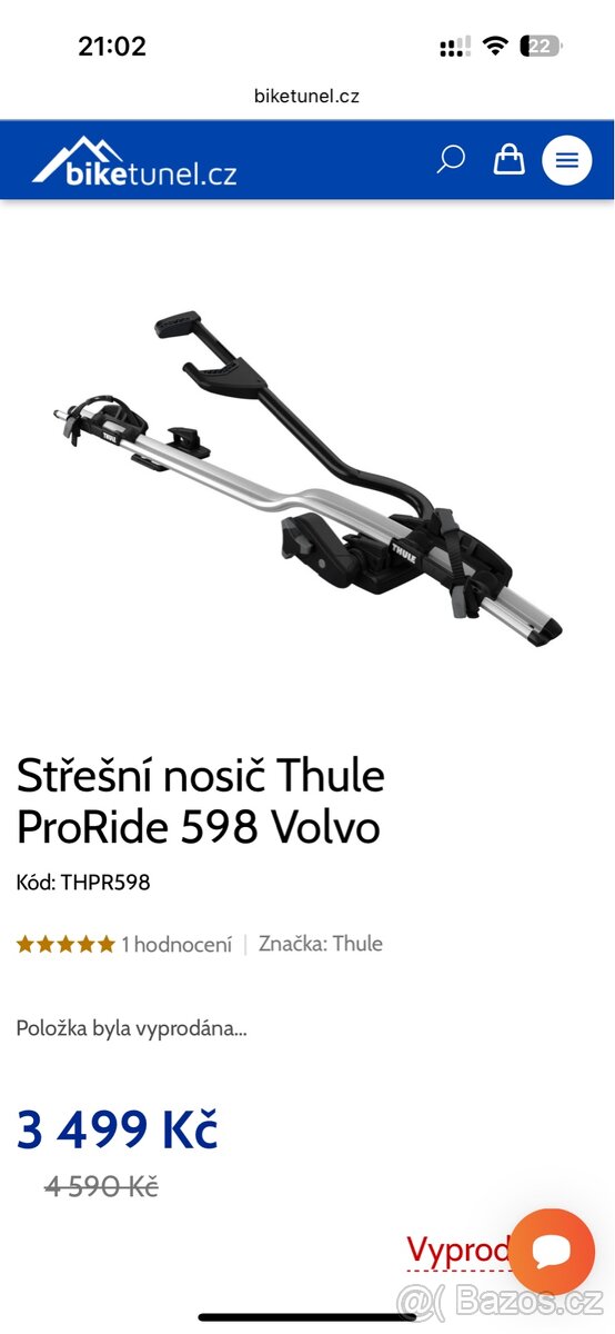 Originál Volvo držák na kola Thule poslední generace