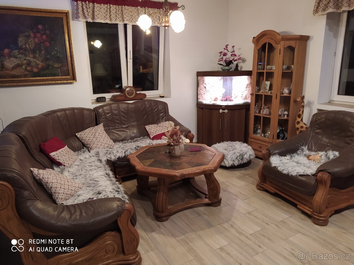 Kožená rustikalni rohova sedačka
