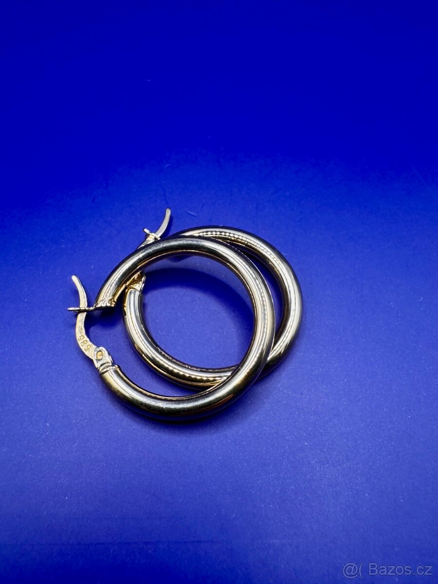 zlaté náušnice - kruhy 14 karátů, nové