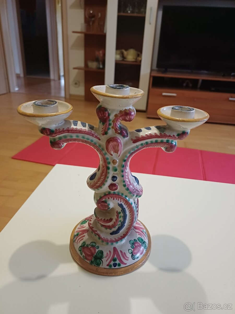 Keramický secesní svícen