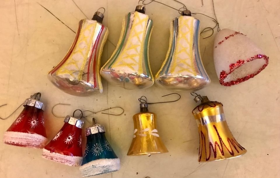 staré vánoční ozdoby mix zvonečků 9ks