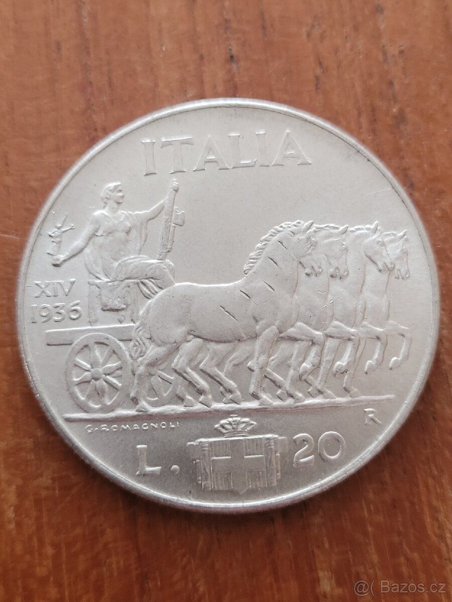 Stříbrná mince 20 lir