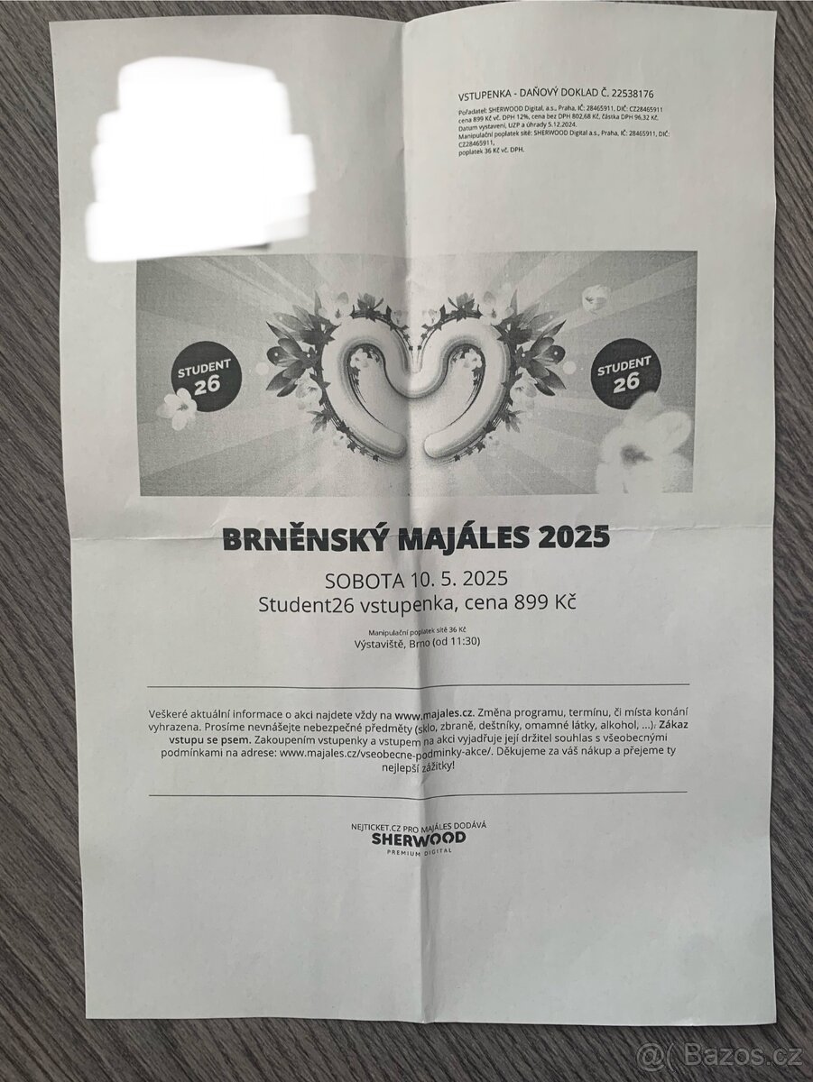2x studentská vstupenka na Majáles Brno