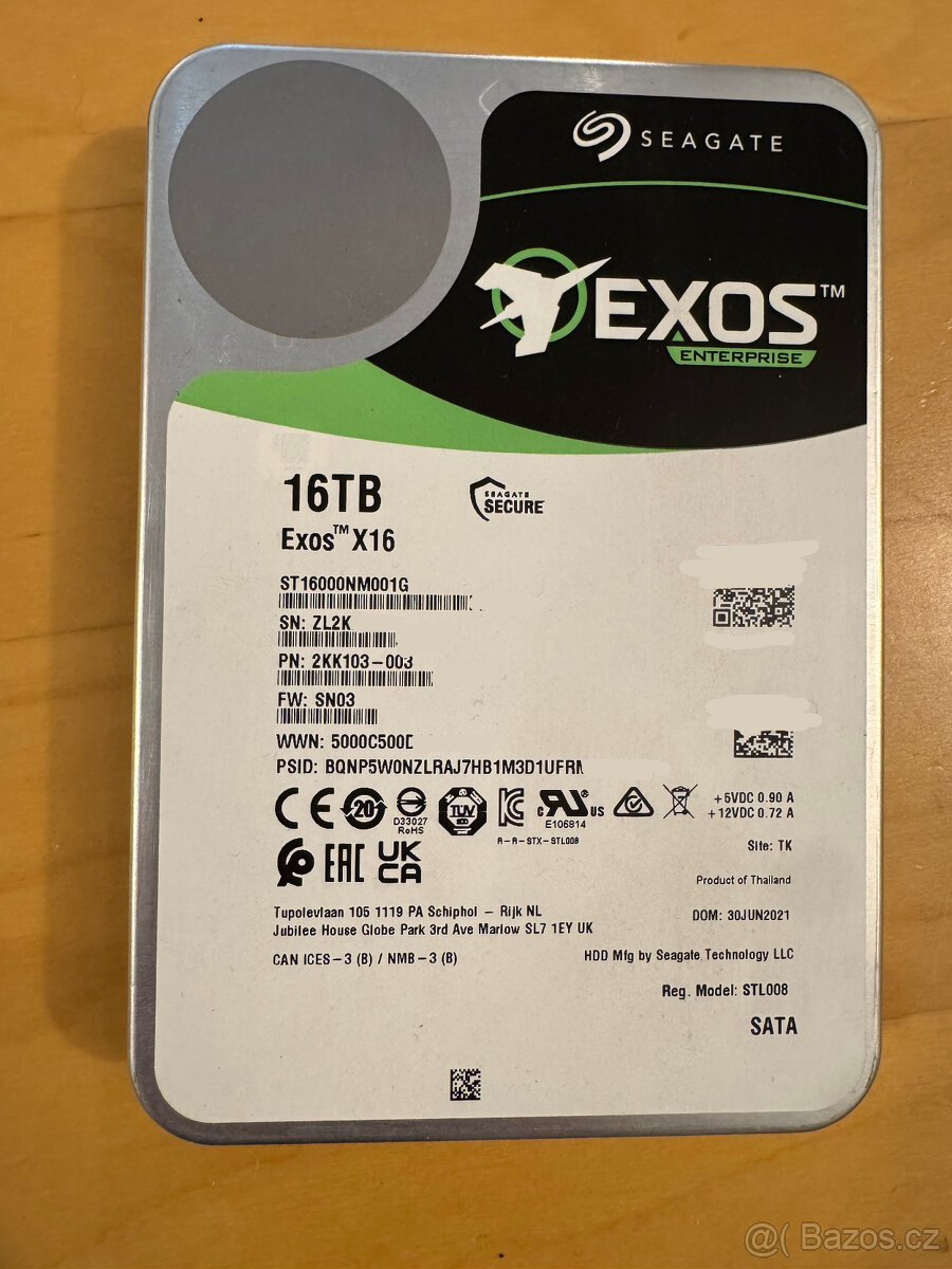 Seagate Exos X16 16TB - HDD, 7200ot, SATA3, záruka