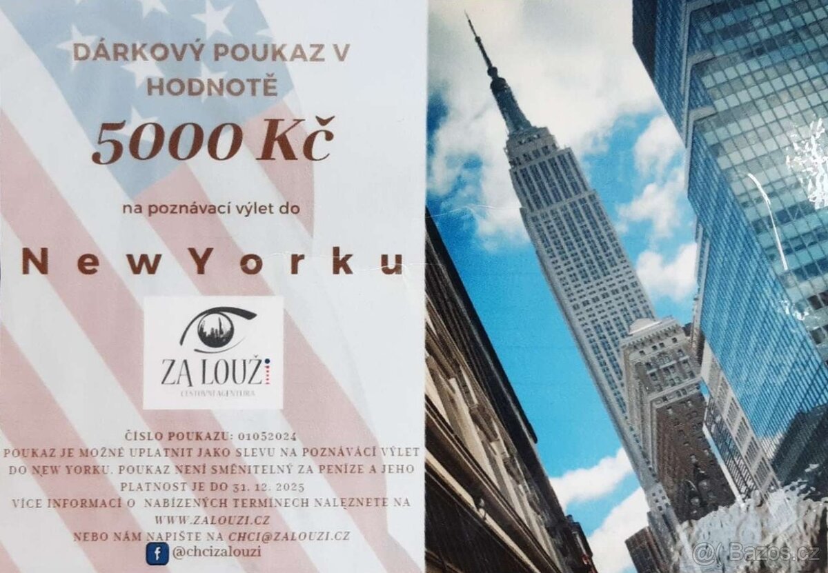 Dárkový poukaz na výlet do New Yorku