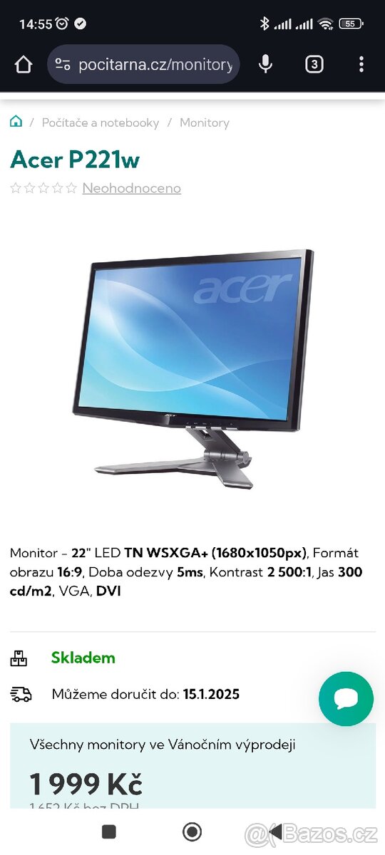 Monitor Acer P221w