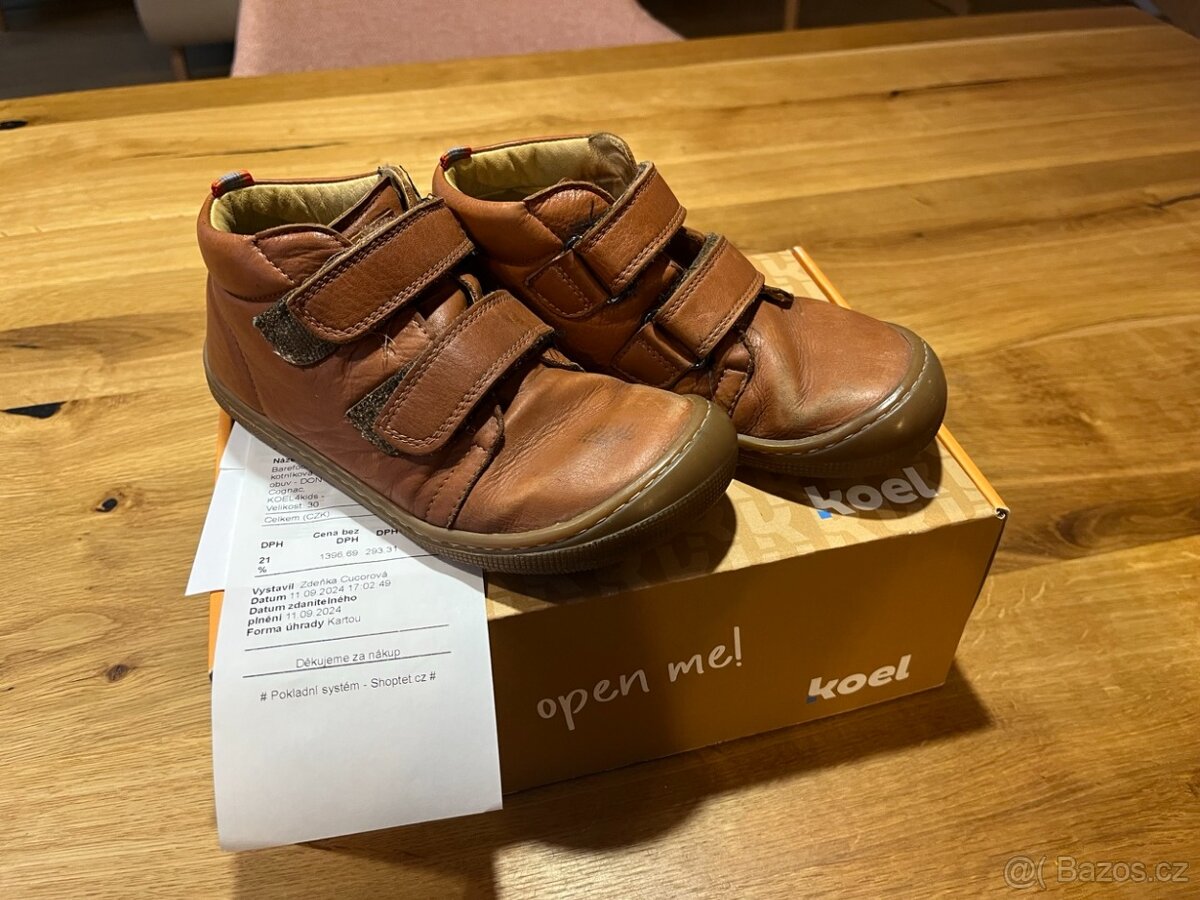 Barefoot dětské kotníkové boty Koel - Cognac hnědé vel 30