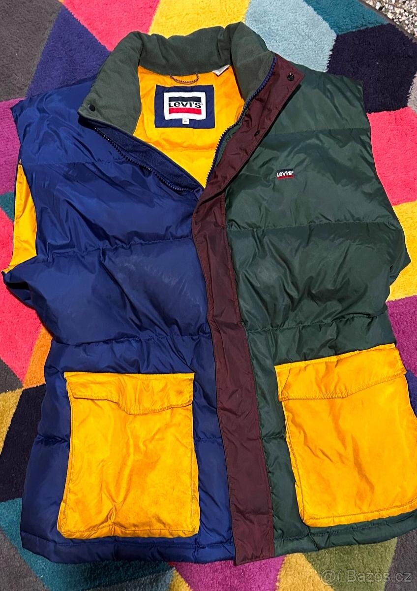 LEVIS PÁNSKÁ ZIMNÍ PARÍDNÍ KRÁSNÁ PÉŘOVÁ VESTA XXL💪🏽🤩