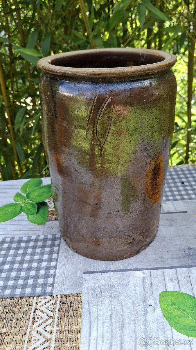 Stará keramická dóza – kamenáč výška 25 cm