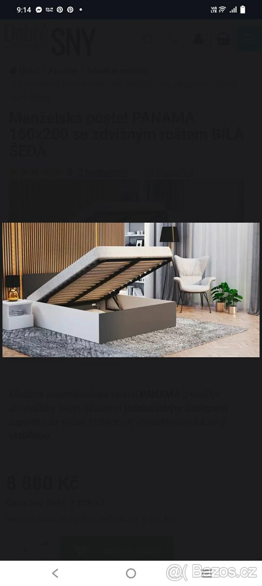 Manželská postel s úložným prostorem