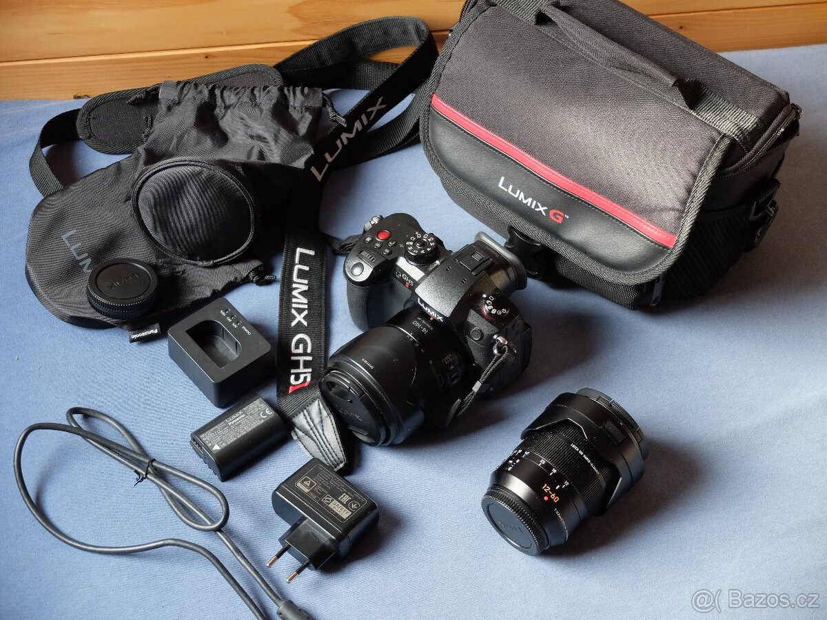 Lumix GH5 II+obj.12-60/2,8-4,14-140/4-5,6, 2x aku, brašna,