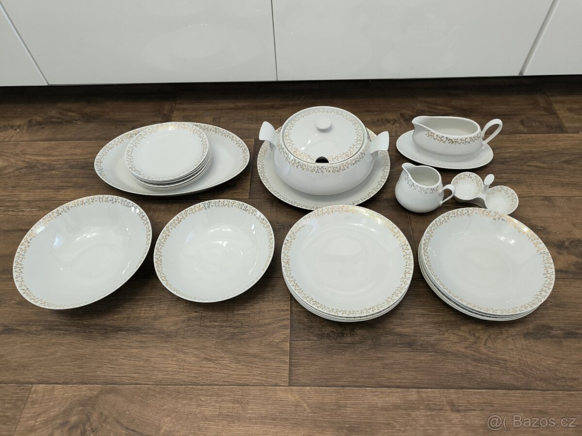 Retro porcelánová jídelní souprava MZ - 25 kusů