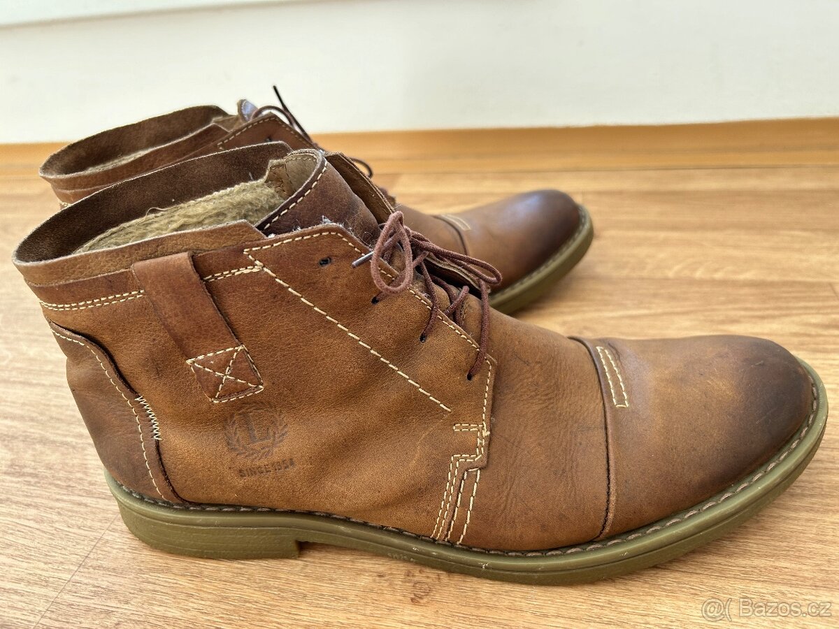 Pánské kožené zateplené boty vel. 43/44