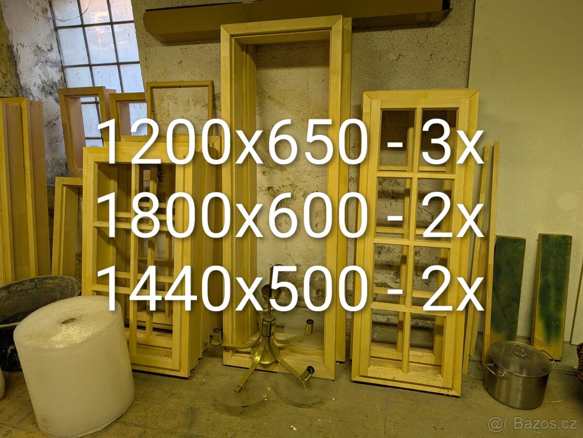 Truhlářské polotovary - okenní rámy, dveře aj.