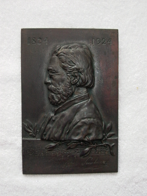 Stará kovová plaketa - Bedřich Smetana