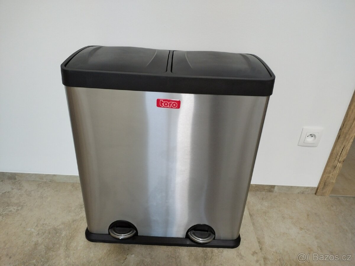 Nerezový nášlapný odpadkový koš na tříděný odpad TORO 60l