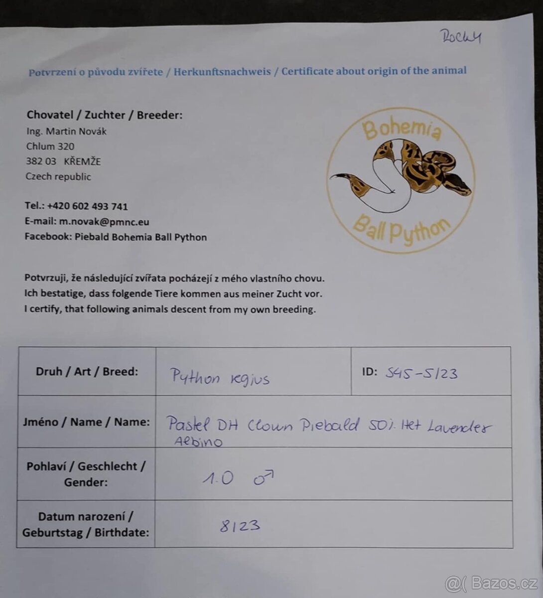 Krajta samec cena je za oba