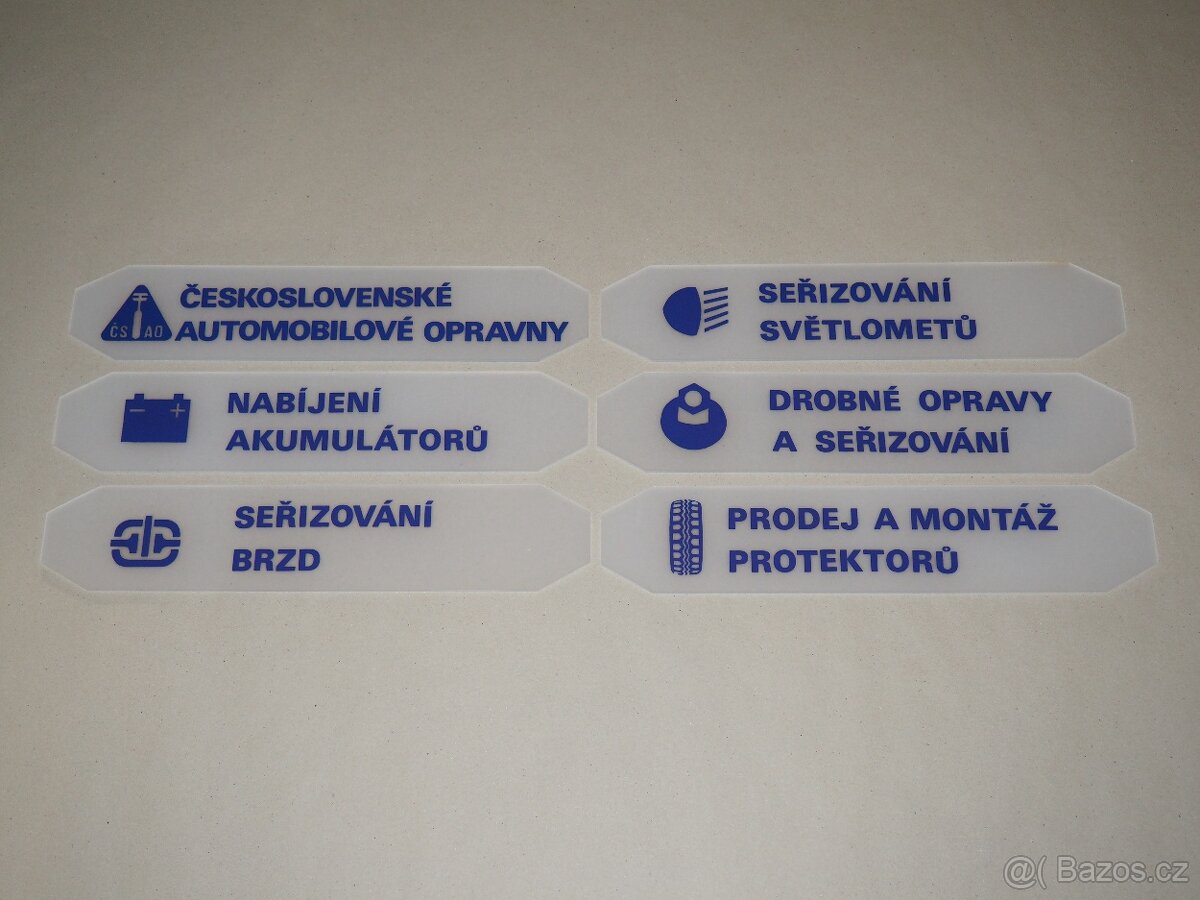 ČSAO cedulky z opravny vozidel 80. léta