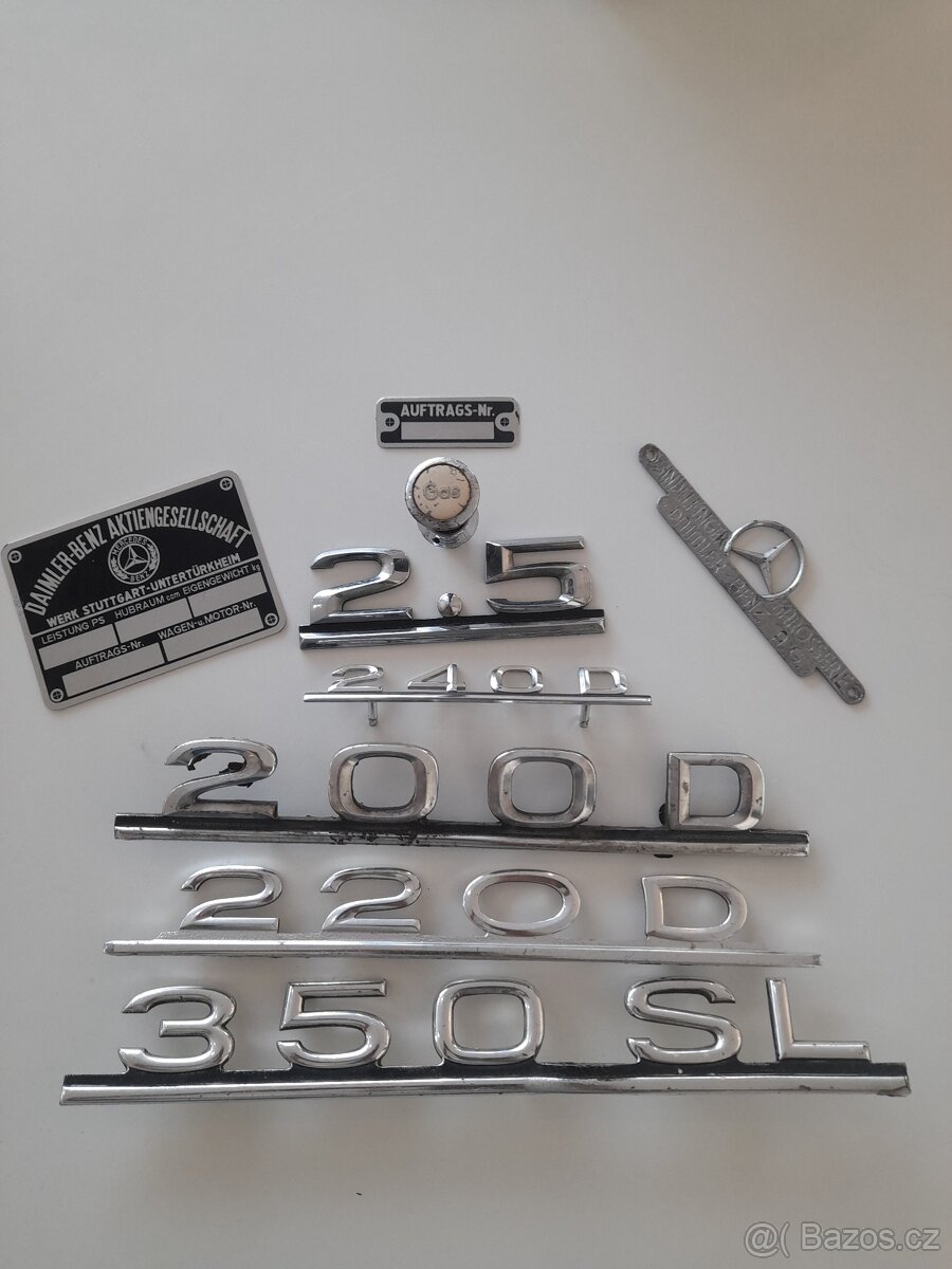 Mercedes - táhlo plynu 170V, nápisy, štítky, loga, viz foto