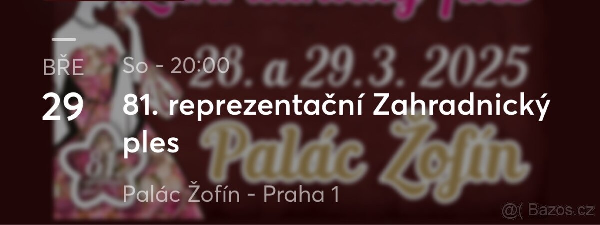 Prodám lístky na reprezentační zahradnický ples