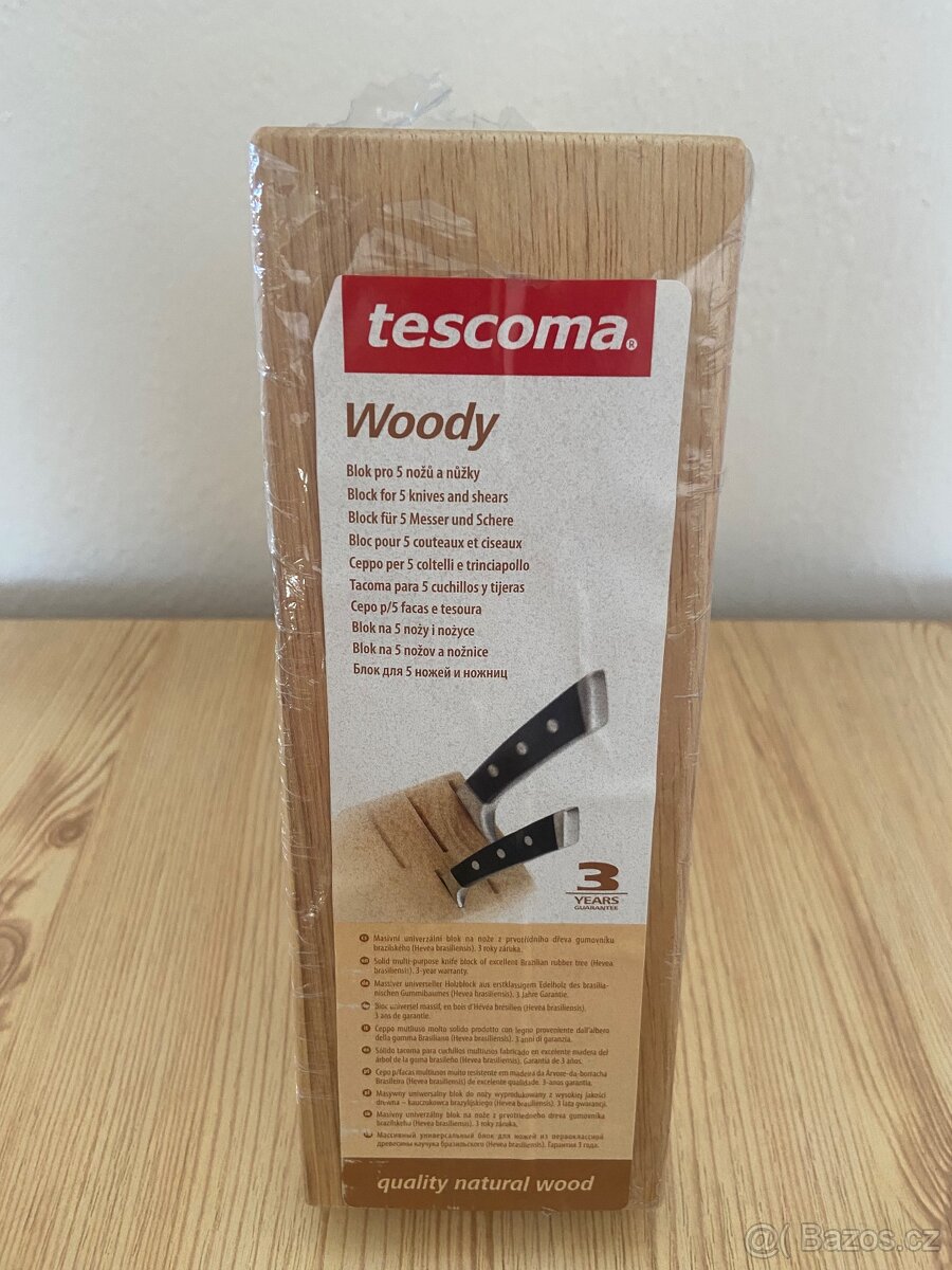 Tescoma blok na nože Woody pro 5 nožů a nůžky