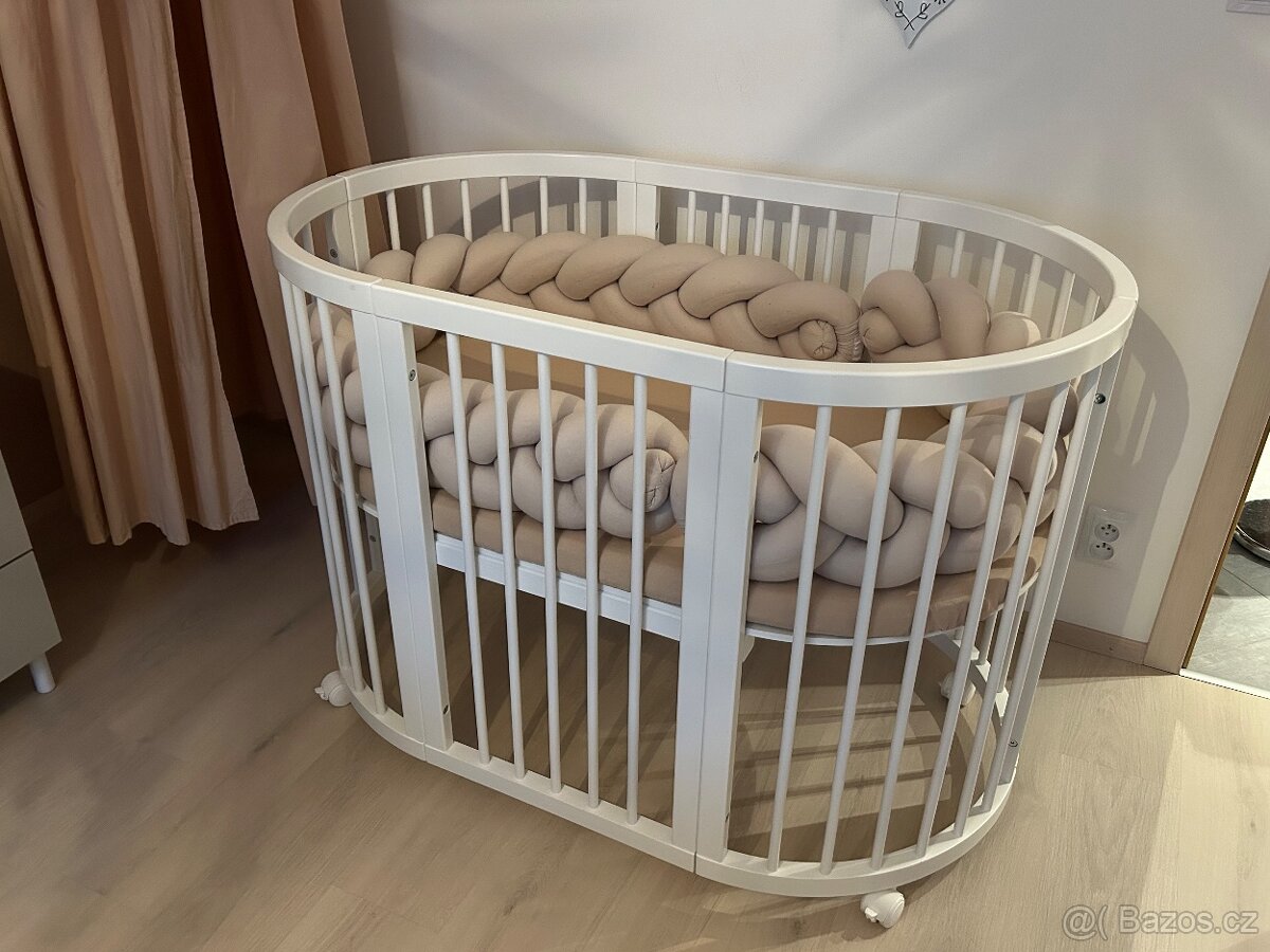 Designová rostoucí postýlka 7v1 - Mimiko Round White