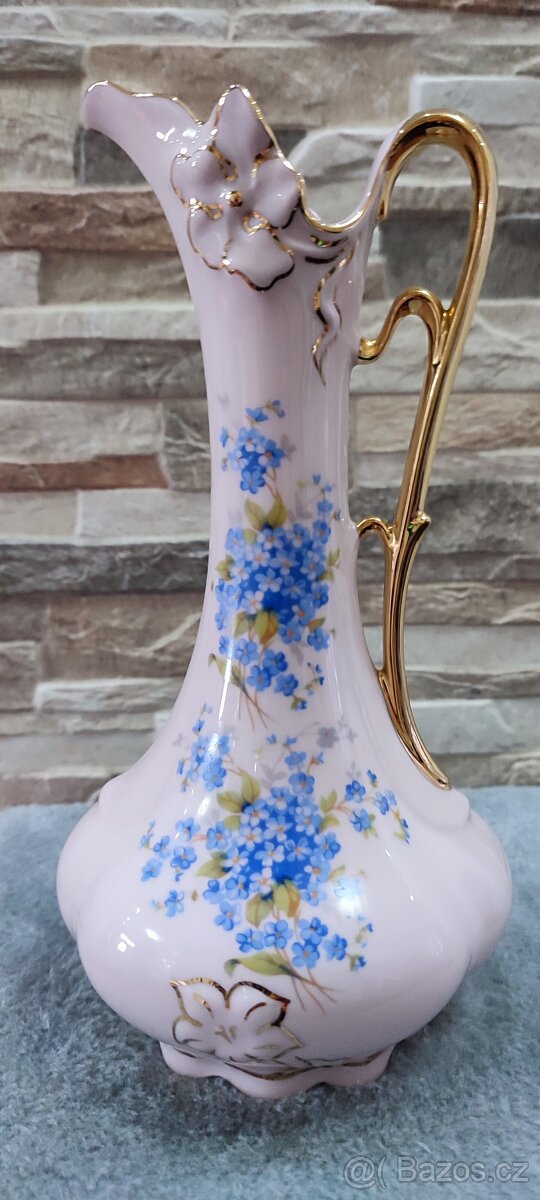Růžový porcelán, džbán -váza, Chodov
