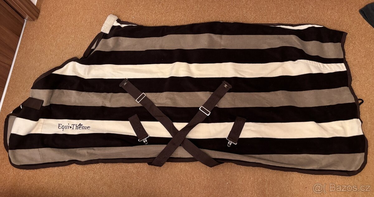 Odpocovací deka Equi-Theme Stripe -hnědá/béžová