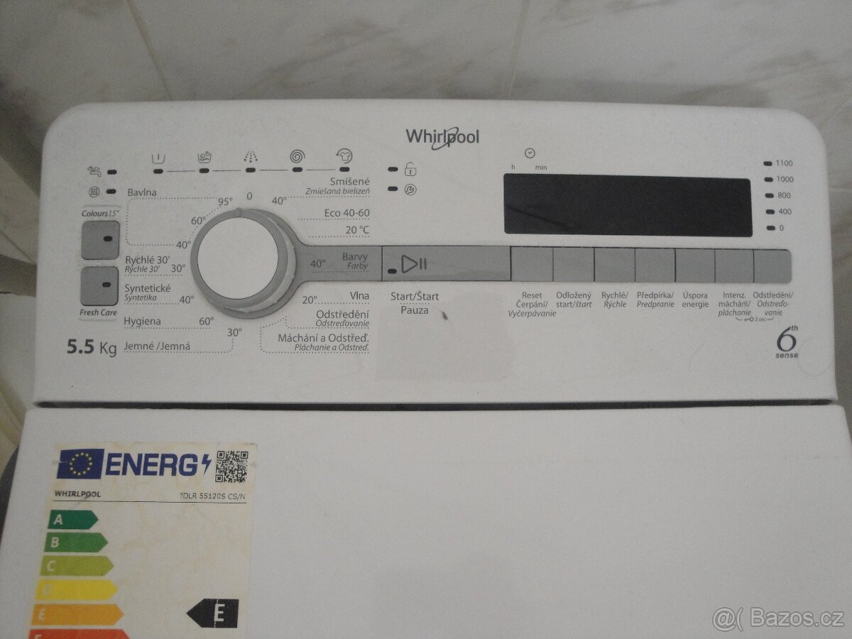 Pračka s vrchním, horním plněním zn. Whirlpool