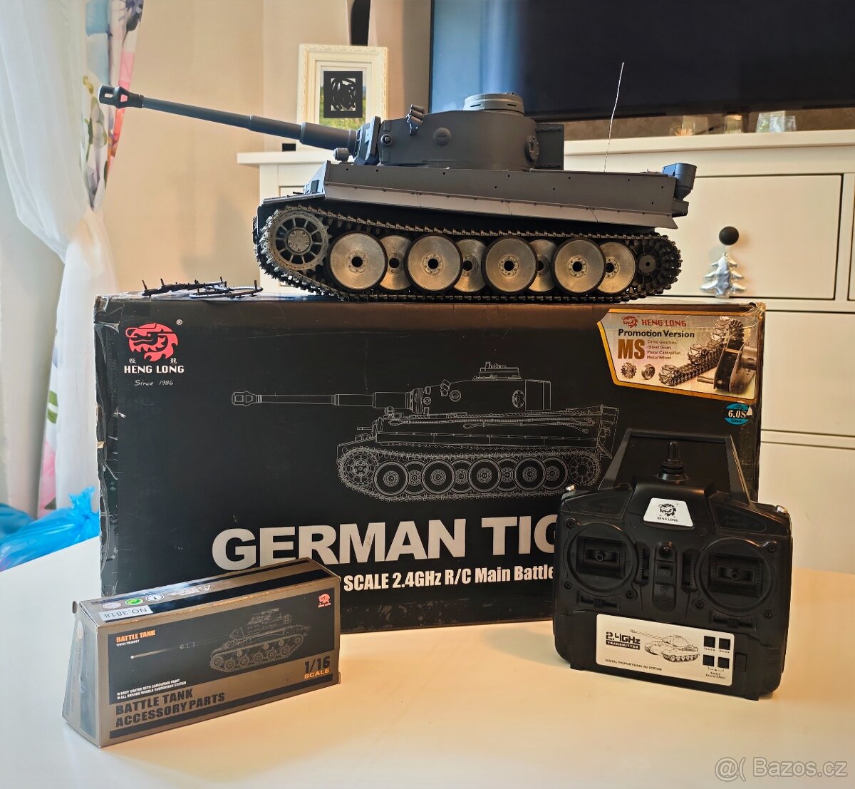 RC tank Tiger I 1:16 (IR/BB, kov. převodovka, pásy a kola)