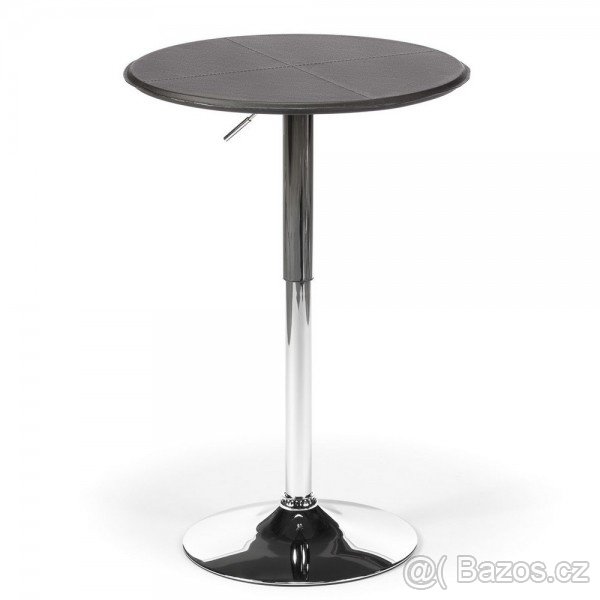 Barový stolek, stůl, černý, ekokůže, 66x91x60cm