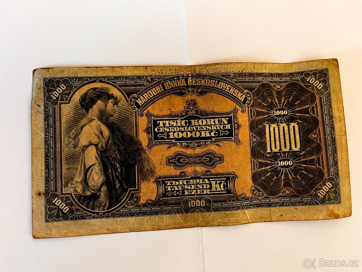 Prodám bankovku 1000 Kč 1932 perforovanou