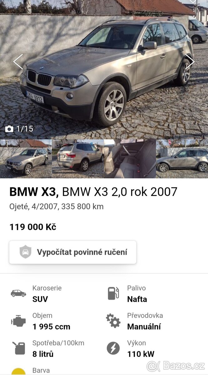 BMW X3 2,0 rok 2007