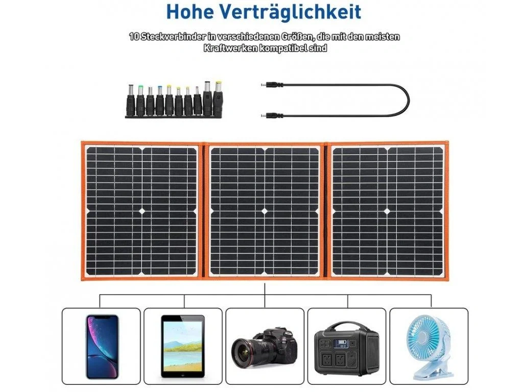 Přenosný solární panel - skládací solární nabíječka 60W