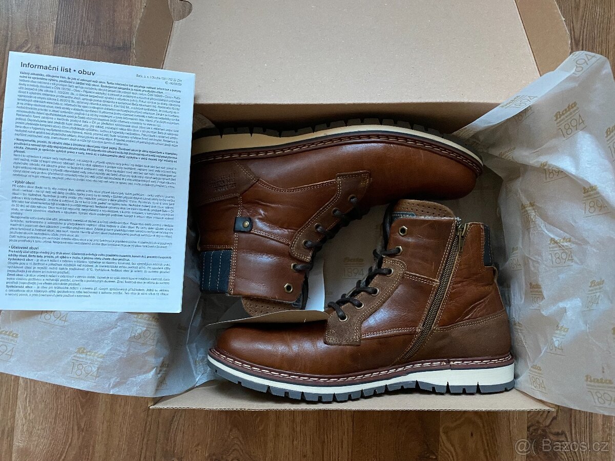 Nové pánské kožené zimní boty Baťa s tepl. podšívkou - č. 44